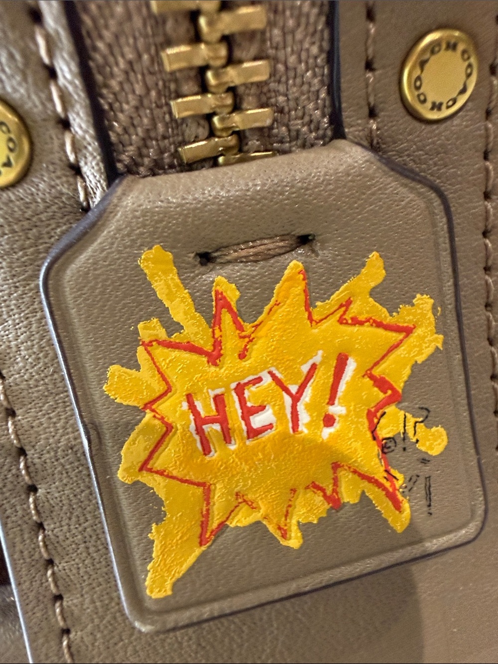 Coach X Rouge 25 Jean Michael Basquat Leather Satchel with Multicolor Rexy Dino - Picture 5 of 16